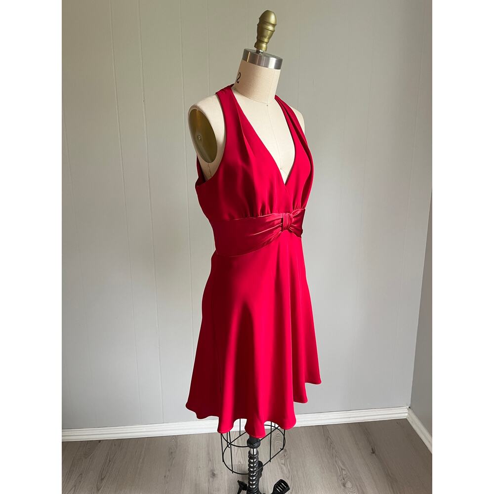 Vintage Y2K Red‎ Empire Waist Cocktail Dress 8 Vamp Vixen Whimsigoth Babydoll - Picture 5 of 13